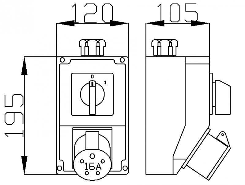 Zestaw instalacyjny z gniazdem 16A 5P RS-Z (0-1) czerwony 6271-00