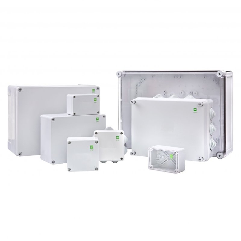 INDUSTRIAL Puszka hermetyczna n/t 220x170x107mm IP65 szara, pokrywa transparentna 2717-01