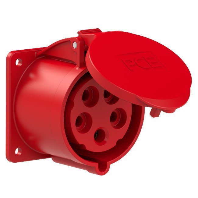 Gniazdo tablicowe 32A 5P 400V /75x75/ czerwone IP44 TWIST 325-6f7
