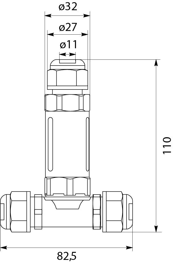 Złączka kablowa hermetyczna 3x2,5mm2 16A 250V IP68 trójnik SPNT 325 39.326