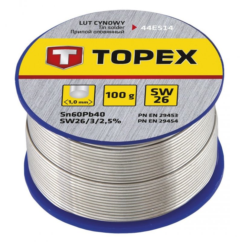 Lut cynowy 60 Sn drut 1,0mm 100g 44E514