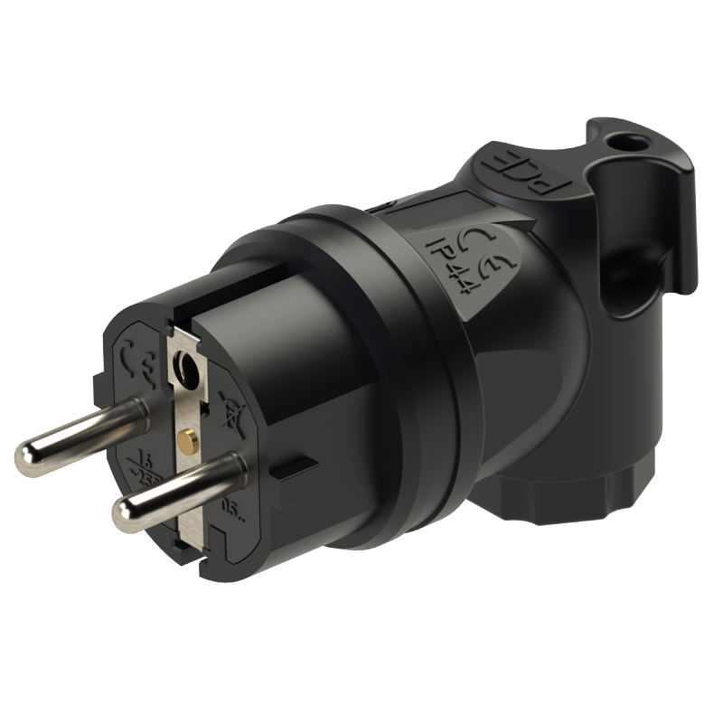 Wtyczka gumowa kątowa 10/16A 2P+Z 230V UNI-SCHUKO IP44 /pełna guma/ TAURUS 05822-s