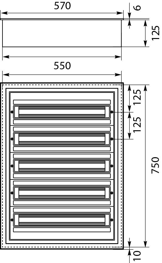 Rozdzielnica modułowa 5x24 podtynkowa IP54 DARP-120 drzwi alum. biały 9.524
