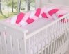 Ochraniacz warkocz pleciony do łóżeczka 180 cm -   biały-różowy-ciemnoróżowy