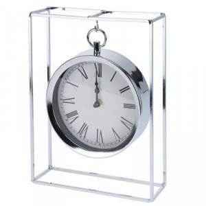 Zegar stołowy metalowy srebrny