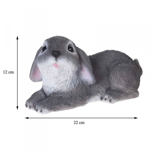 Figurka ogrodowa królik leżący szary