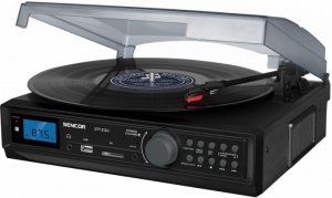 Sencor Gramofon STT 212U Cyfrowy tuner FM, USB/SD, MP3, BT