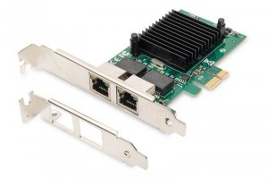 Digitus Karta sieciowa przewodowa PCI Express 2x RJ45 Gigabit 10/100/1000Mbps Low Profile