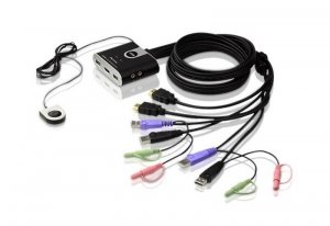 ATEN Przełącznik KVM 2-portowy USB HDMI/Audio ze zdalnym selektorem portu