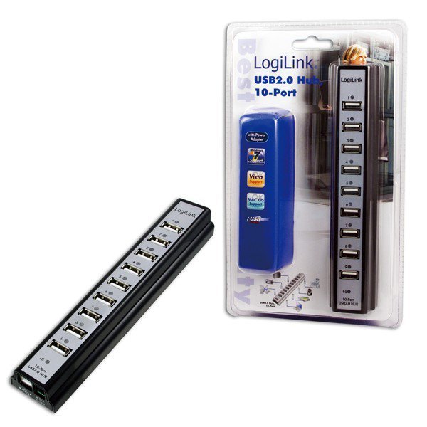 LogiLink HUB USB 2.0 10-portów z zasilaczem