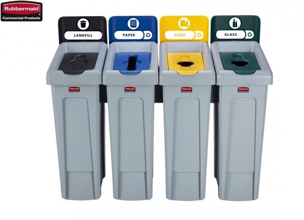 Stacja do Recyklingu Slim Jim® 4 strumienie 87L closed (black)/paper (blue)/bottles (yellow)/bottles (green)