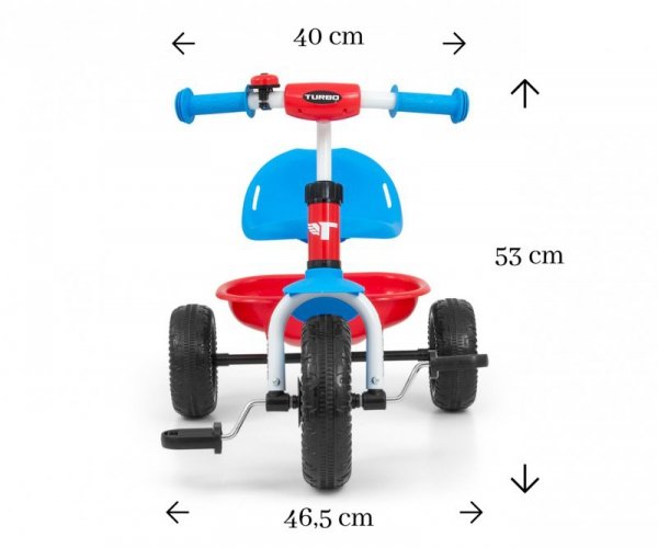 Rowerek trójkołowy z rączką Turbo Cool Red czerowno- niebieski