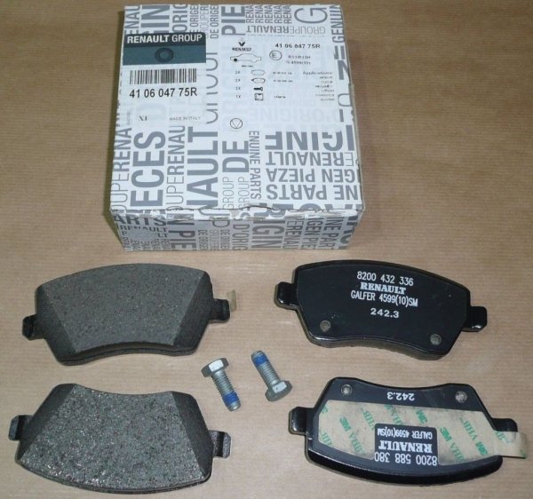 Original Bremsbeläge vorne mit Klebefläche für Dacia Dokker Duster , Renault Clio III IV, Modus , Kangoo , Megane IV , Zoe , 410604775R ,   410608481R ,  7701208422 , 7701209164 , 410604076R