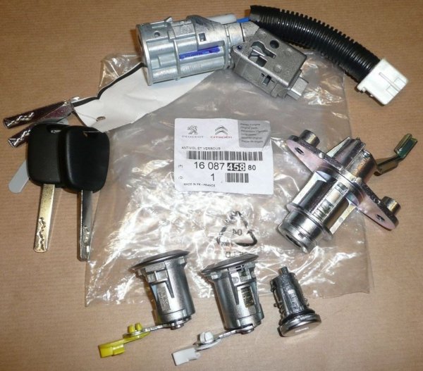 ORIGINAL  Zündschloss + Türschloss Zylinder Set Komplett Citroen C1 , 1608745880 , 4162FJ , 4162.FJ