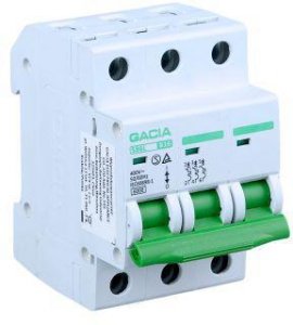 Wyłącznik nadmiarowoprądowy,6kA,B,3-pola,50A GACIA SB6L B 3P 50A