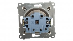 Simon 54 Gniazdo pojedyncze z/u 16A z przesłoną torów złoty mat DGZ1Z.01/44