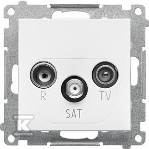 Gniazdo antenowe R-TV-SAT przelotowe 7 dB (moduł). 1x Wejście: 5 MHz÷2,4 GHz: Biały mat, SIMON55 + Ramka 1-krotna LINE: Biały mat, SIMON55 DMR902