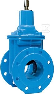 Zasuwa klinowa kołnierzowa E1, DN80, PN16, krótka, do wody, miękkouszczelniona, bez kółka, GJS-żeliwo sferoidalne (seria 4000E1) 5032391