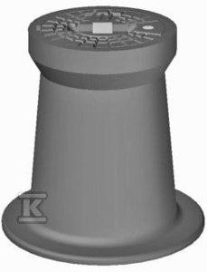 Skrzynka uliczna pełnożeliwna z napisem W (WODA), H=270mm, typ 4056, do zasuwy, korpus żeliwny, pokrywa żeliwna okrągła