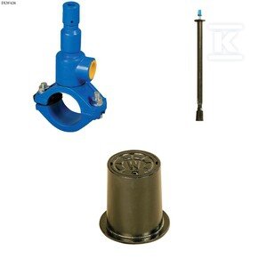 Nawiertka DN160x50 do rur PVC/PE, PN10, GJL + obudowa teleskopowa + skrzynka żeliwna ZESTAW DLW426