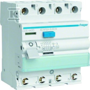 Wyłącznik różnicowoprądowy 3P+N 40A/30mA Typ A QuickConnect CDS440D