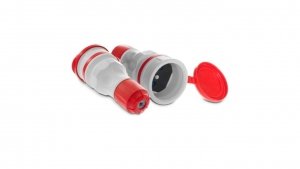 Gniazdo przenośne z klapką 16A 2P+Z 250V IP54 szary/czerwony GN-54 W-98001