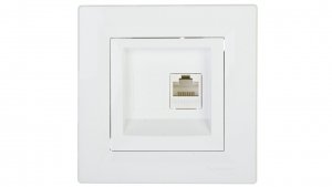 Gniazdo komputerowe Asfora pojedyncze RJ45 kat.6 białe z ramką EPH4700121