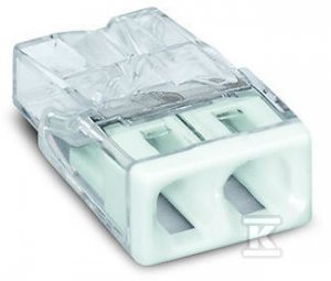 Złączka COMPACT do puszek instalacyjnych do przewodów jednodrutowych maksymalnie 2,5 mm 2-przewodowe kolor obudowy przezroczysty kolor pokrywy białatemperatura otoczenia maksymalnie 60 &deg;C (T60) 2,50 mm transparentny 2273-202