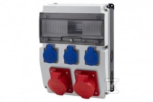 Rozdzielnica CAJA 12M BICOLOR - gniazda 16A 5p, 32A 5p, 3x230V, 12 modułów, kolor czarno bialy