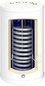 Wymiennik c.w.u. stojący z wężownicą spiralną 1,1m2 - króćce w górę SWK-140 Termo Top, biały