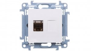 Simon 10 Gniazdo komputerowe pojedyncze RJ45 kat.6 ekranowane biały C61E.01/11
