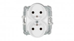 ICON Mechanizm gniazda podwójnego do ramki z uziemieniem 2x(2P Z) (bez przesłon torów prądowych) biały mat 25IGPR-2z
