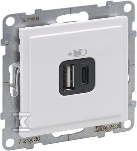 Gniazdo USB typ A + C - 5 V - 3 A, BIAŁY SUNO