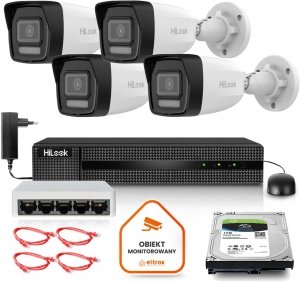 Zestaw monitoringu Hilook 4 kamery IP IPCAM-B8-30DL z dyskiem 1TB
