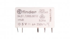 Wąski przekaźnik elektromagnetyczny 1P 6A 5V DC do płytki drukowanej 34.51.7.005.0010