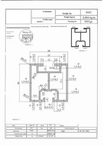 Profil aluminiowy 40*40 Śruba młoteczkowa L:7200mm