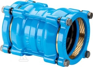 Łącznik RR S2000, d110, PN16, rurowo-rurowy, do wody i kanalizacji, do rur PE i PVC, z zabezpieczeniem przed przesunięciem, GJS-żeliwo sferoidalne (seria 0430_System2000) 5013033