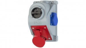 Gniazdo siłowe stałe z wyłącznikiem 5p 16A 400V + 2P+Z 230V PCE