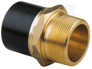 Adapter PE-mosiądz z gwintem zewnętrznym GZ, DN50X1 1/2 PE100, SDR11, PN10 gaz/PN16 woda, do montażu z elektromufą lub elektroredukcją 720920710
