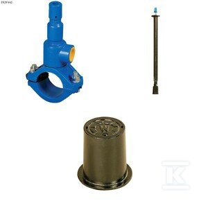 Nawiertka DN90x40 do rur PVC/PE, PN10, GJL + obudowa teleskopowa + skrzynka żeliwna ZESTAW DLW442