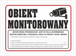 Tabliczka PCV Obiekt Monitorowany z RODO