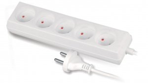 Przedłużacz 5-gniazd b/u 10A 3m /OMY 2x1/ biały PS-560