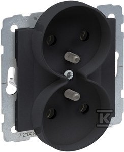 Gniazdo 2X2P+Z - 16 A - 250 V~ - zaciski śrubowe - możliwość montażu w ramkach wielkorotynych, CZARNY SUNO 721491