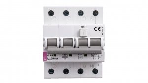 Wyłącznik różnicowo-nadprądowy 4P 25A C 0,03A typ AC KZS-4M 002174026