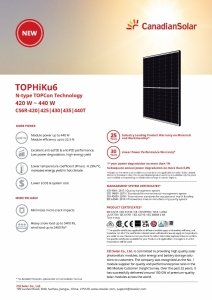 Moduł fotowoltaiczny panel PV 435Wp Canadian Solar CS6R-435T TOPHiKu6 N-type TOPCon (25/30 years gwarranty rooftop) BF Czarna Rama 