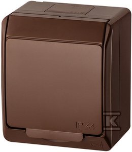 Gniazdo 1-krotne, natynkowe, IP44, brąz, HERMES 0321-06