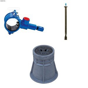 Nawiertka DN110x50 do rur PVC/PE, PN16, do wody, GJS + obudowa teleskopowa + skrzynka PEHD ZESTAW DLW376