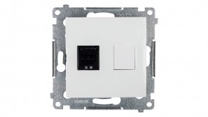 Simon 54 Gniazdo komputerowe pojedyncze RJ45 kat.6 z przesłoną białe D61.01/11