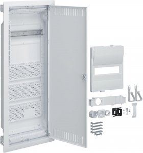 Rozdzielnica hybrydowa podtynkowa, 1 x12modułów, 3x płyta montażowa, 1x gniazdo 230V, HAGER Volta Hybrid VU601PLH