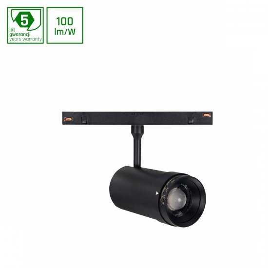 SYSTEM SHIFT - SPOT ZOOM M OPRAWA NA SZYNOPRZEWÓD fi55x115mm 12W CZARNY 5 LAT GW.
